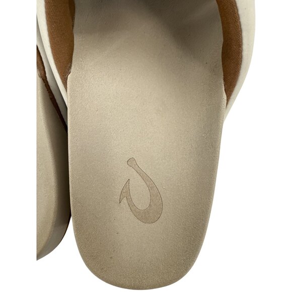 Olukai Womens Hila Beige Slide Sandals Size 8 - Picture 4 of 7